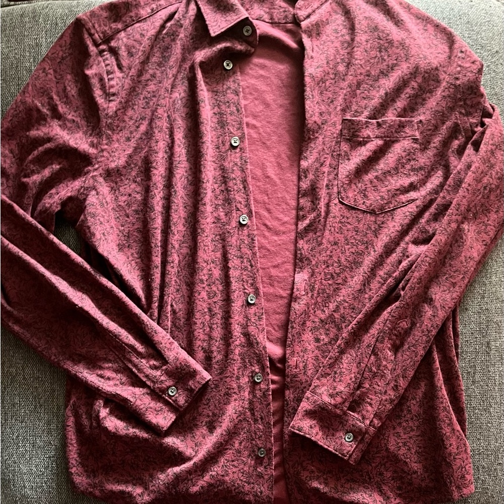 Express Men’s Stretch Floral Button-Up Shirt – Stylish Comfortable Size Large